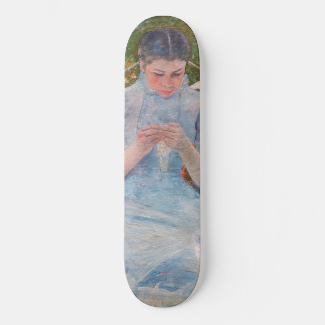 Skateboard Mary Cassatt - Fille couture dans un jardin (Recto)
