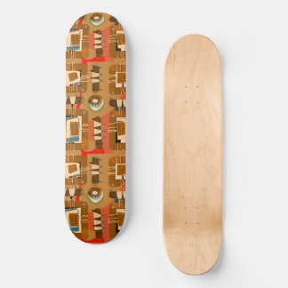 Skateboard Matrice ethnique Abstraite - Terracotta Turquoise 
