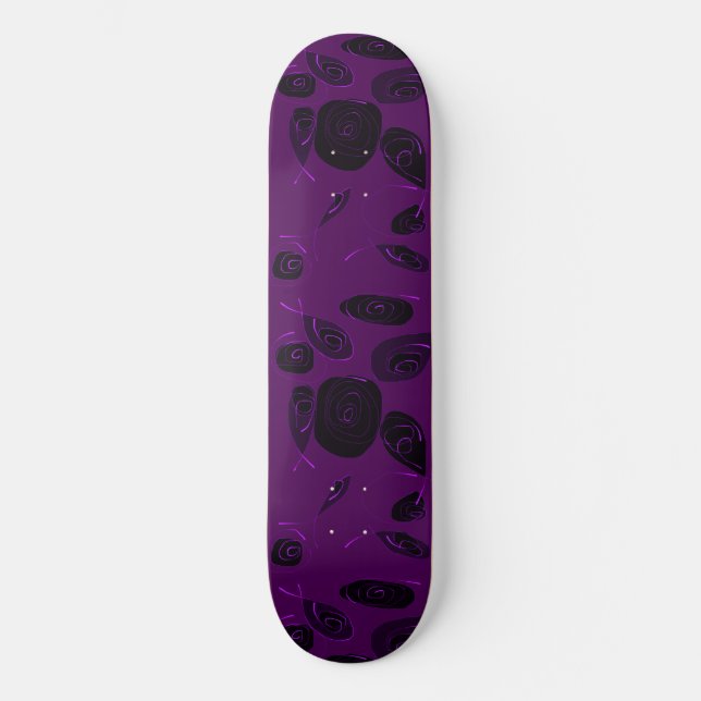 Skateboard Mazipoodles Roses de poisson violet noir (Recto)