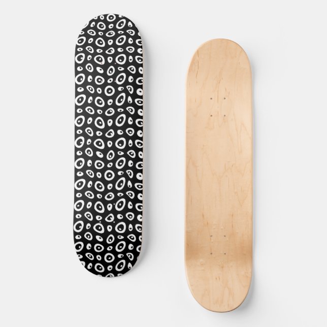 Skateboard Mazipoodles Teardrops Abstraits - Noir Blanc (Recto)