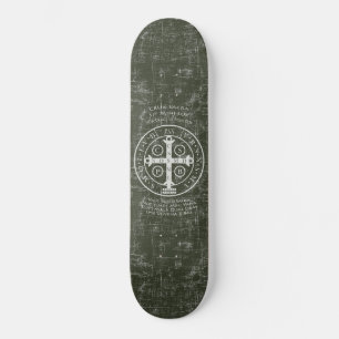 Skateboard Médaille Saint Benoît avec prière latine
