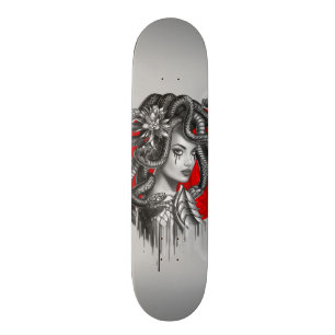 Skateboard Méduse principale de fille de serpent du mythe
