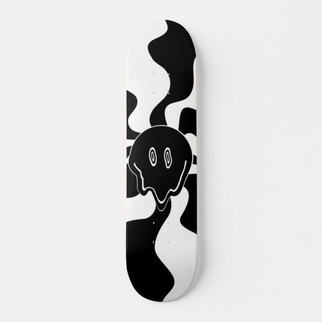 Skateboard Melt de sourire - Noir et Blanc (Devant)