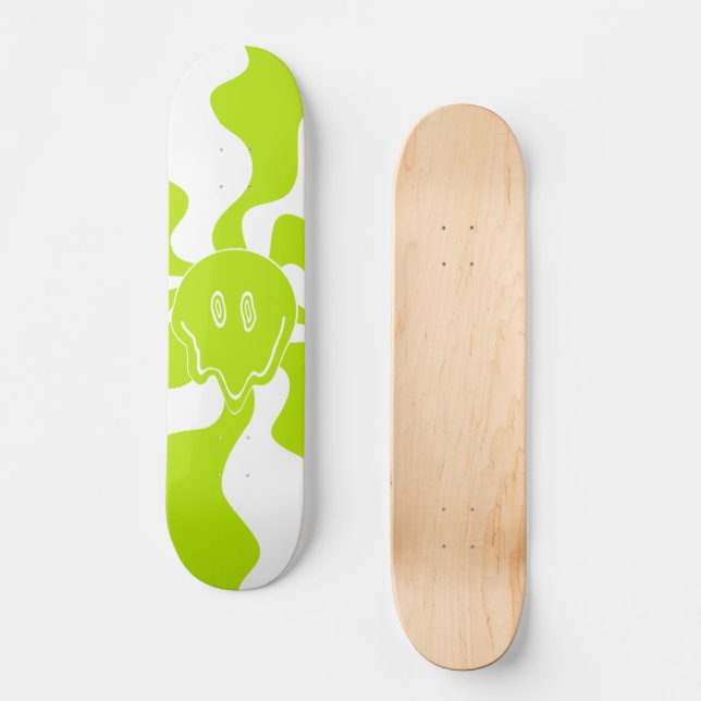 Skateboard Melt de sourire - Vert citron vert et blanc (Recto)
