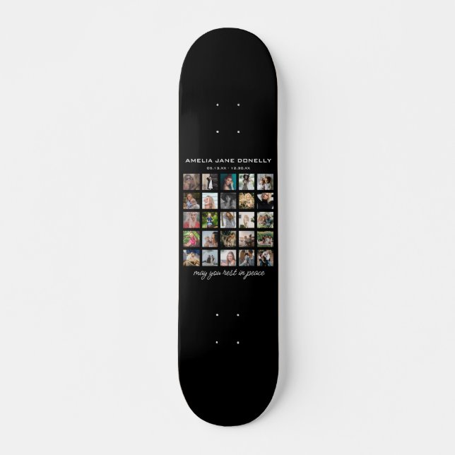 Skateboard Mémorial moderne de collage de 25 photos (Devant)