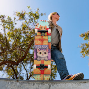 Skateboard Meow Gift Birthday Tower