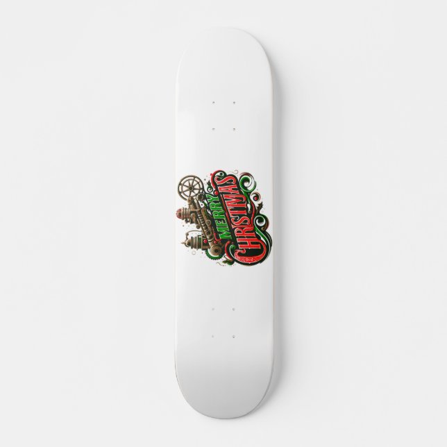 Skateboard Merry Christmas steampunk (Devant)