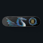 Skateboard *~* Métallique AP88 Dragon doré élémentaire BLEU<br><div class="desc">(Code de recherche AP88 pour trouver des articles similaires ) Transfert facile vers d'autres produits Zazzle. DRAGON Élément Élémentaire avec ANNEAU de FEU / FLAMES / FLAME et MONOGRAMME INITIAL pour votre nom - Conserver ou modifier ou supprimer le texte. Cette Fierce Popular skateboard de tendance chinoise style personnalisé pro...</div>