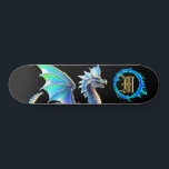 Skateboard *~* Métallique AP88 Elemental Gold BLUE Dragon<br><div class="desc">(Code de recherche AP88 pour trouver des articles similaires ) Transfert facile vers d'autres produits Zazzle. DRAGON Élément Élémentaire avec ANNEAU de FEU / FLAMES / FLAME et MONOGRAMME INITIAL pour votre nom - Conserver ou modifier ou supprimer le texte. Cette Fierce Popular skateboard de tendance chinoise style personnalisé pro...</div>