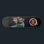 Skateboard *~* Métallique AP88 Elemental Gold Turquoise Drago<br><div class="desc">(Code de recherche AP88 pour trouver des articles similaires ) Transfert facile vers d'autres produits Zazzle. DRAGON Élément Élémentaire avec ANNEAU de FEU / FLAMES / FLAME et MONOGRAMME INITIAL pour votre nom - Conserver ou modifier ou supprimer le texte. Cette Fierce Popular skateboard de tendance chinoise style personnalisé pro...</div>