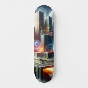 Skateboard Métropole futuriste flottante avec des portails co
