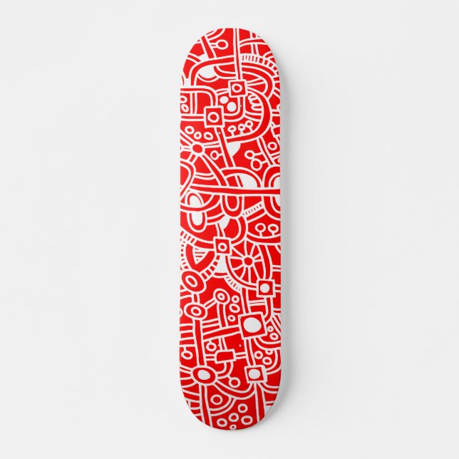 Skateboard Metropolis I - Blanc sur rouge (Devant)