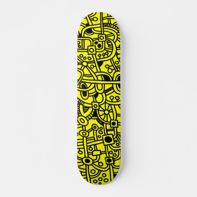 Skateboard Metropolis I - Noir sur Jaune (Devant)