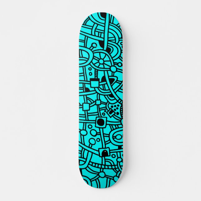Skateboard Metropolis II - Noir sur Cyan (Devant)