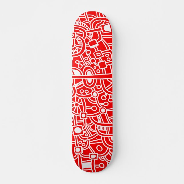 Skateboard Metropolis III - Blanc sur rouge (Devant)