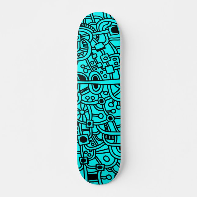 Skateboard Metropolis III - Noir sur Cyan (Devant)