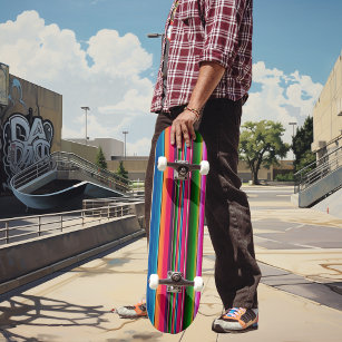 Skateboard Mexican Blanket Stripes Serape Colorful Mexico