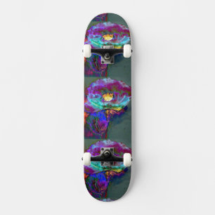 Skateboard Midnight poppy purple watercolor painting