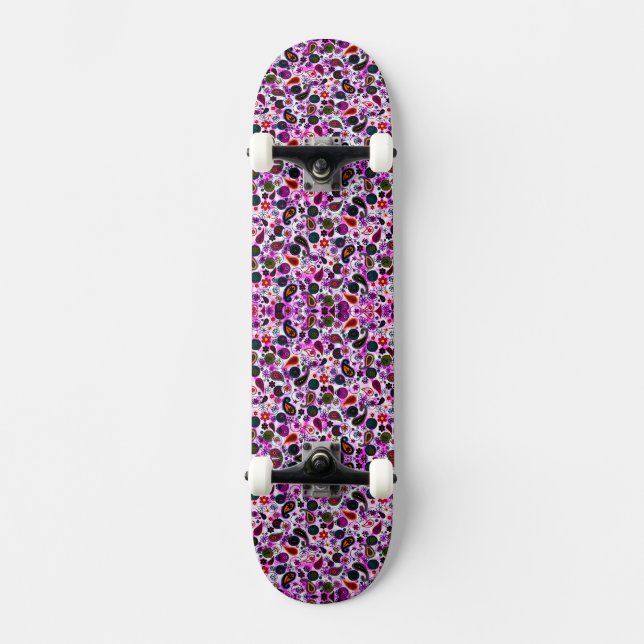 Skateboard Mignolette motif cachemire coloré (Recto)