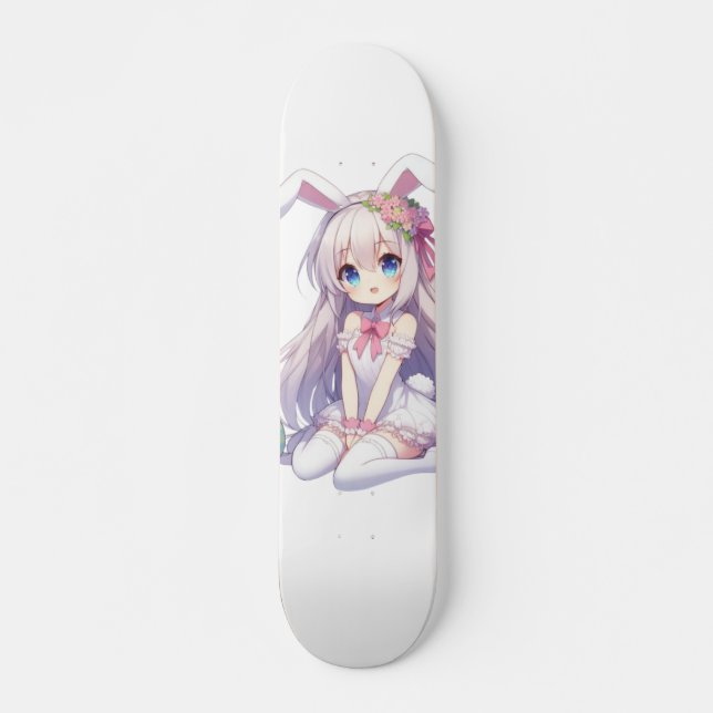Skateboard mignon, lapin anime Pâques (Devant)
