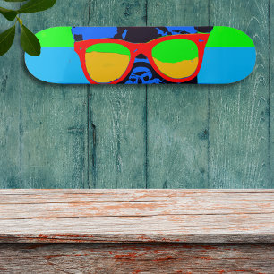 Skateboard Mignonne French bulldog avec lunettes Style pop