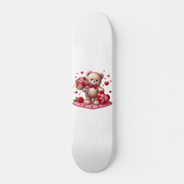 Skateboard Mignonne Valentine's Day Teddy Bear (Devant)