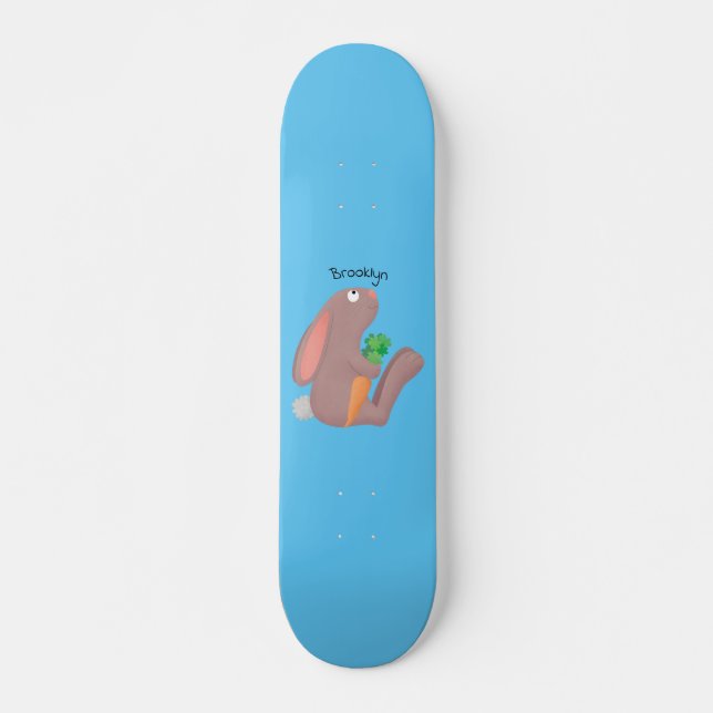 Skateboard Mignons lapin lapin lapin assis avec dessin de car (Devant)