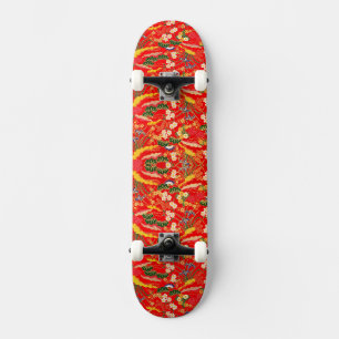 Skateboard Mignons motifs floraux japonais colorés