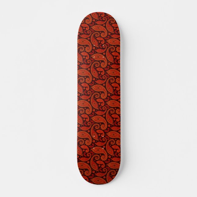 Skateboard Mignons motifs paisley tourbillonnants marron (Devant)