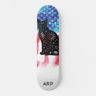 Skateboard *~* Militaire COSMIC CAT Rouge Blanc Bleu