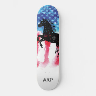 Skateboard *~* Militaire COSMIC CHEVAL Rouge Blanc Bleu Drape