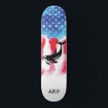 Skateboard *~* Militaire Vet DOPHIN Rouge Blanc Bleu Drapeau<br><div class="desc">*Énergétiquement Amélioré / imprime la silhouette COSMIC DOLPHIN sur American Flag * Drapeau américain patriotique avec une silhouette COSMIC DOLPHIN. . Ce design présente le drapeau américain des États-Unis, également connu sous le nom de Vieux Gloire et Étoiles et rayures. Ce motif Watercolor American Flag comprend les couleurs Red White...</div>