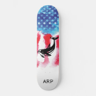 Skateboard *~* Militaire Vet DOPHIN Rouge Blanc Bleu Drapeau