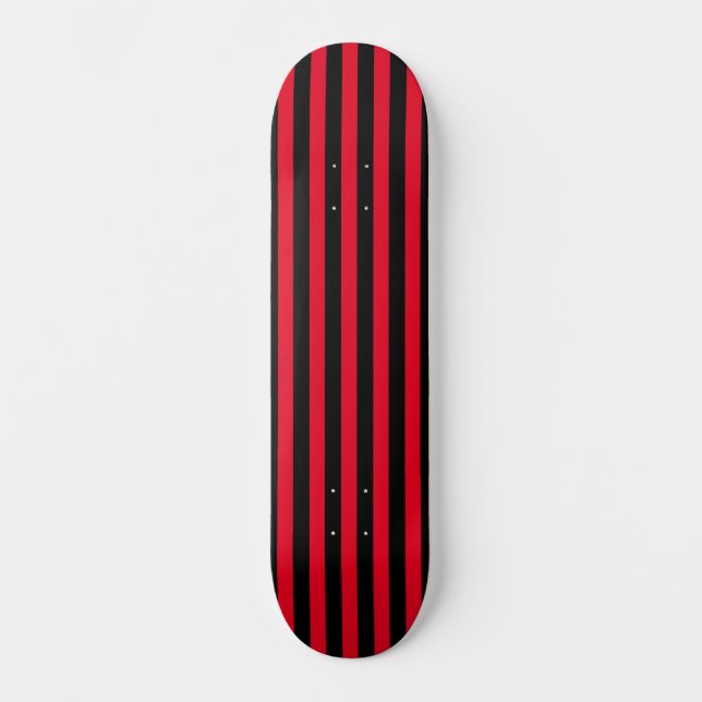 Skateboard Minimal moderne rouge et noir rayé (Recto)