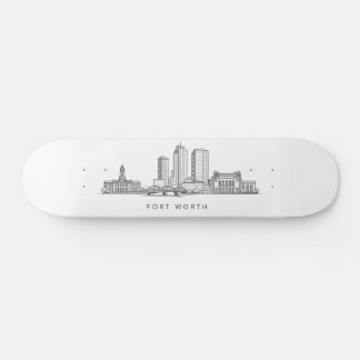 Skateboard Minimalist Fort Worth Skyline Line Art