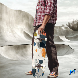 Skateboard Minimaliste Abstrait - Géométrique Tons Terre