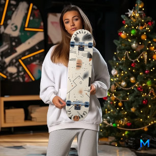 Skateboard Minimaliste Géométrique avec Beige et Noir