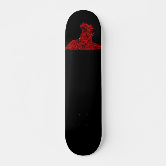 Skateboard mit Rote Drache am Felsen (Devant)