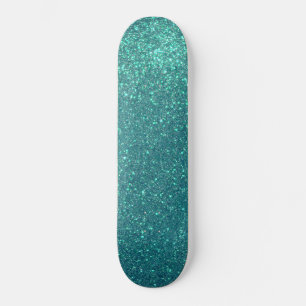 Skateboard Mitter Chic Elegant Teal Blue Sparkly