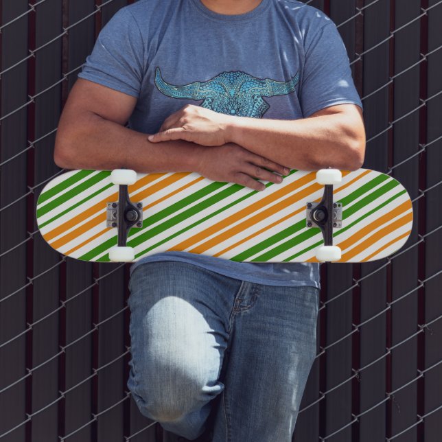 Skateboard Modèle de rayures verticales orange vert blanc (Extérieur 3)