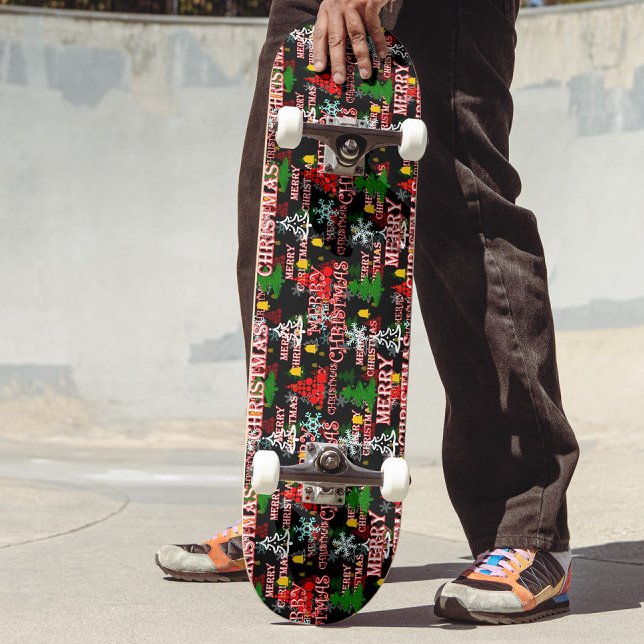 Skateboard Modèle de texte décoratif Joyeux Noël  (Créateur téléchargé)