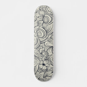 Skateboard Modèle Floral cool Moderne Noir Et Blanc