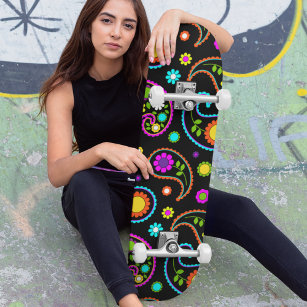 Skateboard Modèle floral moderne de Neon Paisley