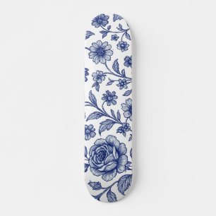Skateboard Modèle Floral Royal Bleu Rose