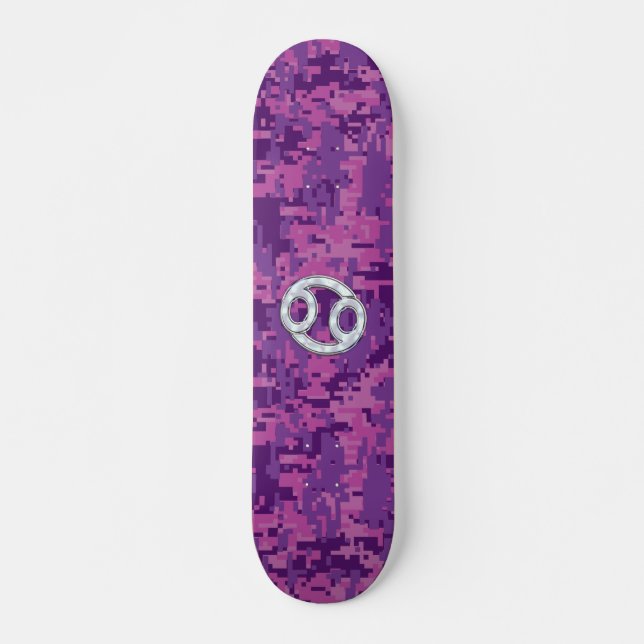 Skateboard Modern Cancer Zodiac Sign Pink Digital Camouflage (Devant)