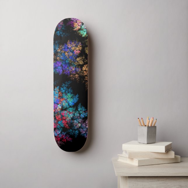 Skateboard Modern fractal pattern on black (Art mural)