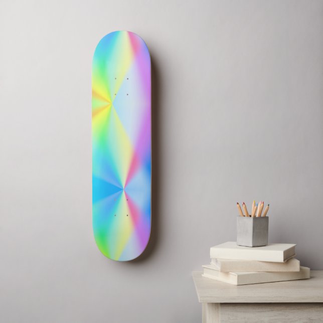 Skateboard Moderne couleurs arc-en-ciel pastel iridescent (Art mural)