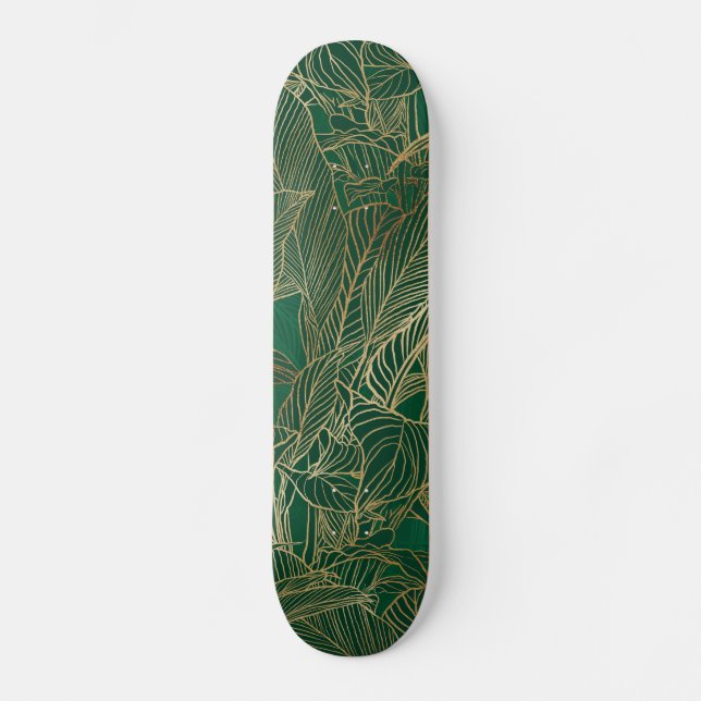 Skateboard Moderne Green Gold Foliage Plante Design botanique (Recto)