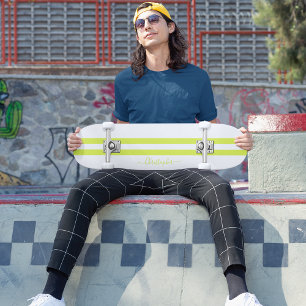 Skateboard Moderne Lime Green White Racing Grilles Monogramme