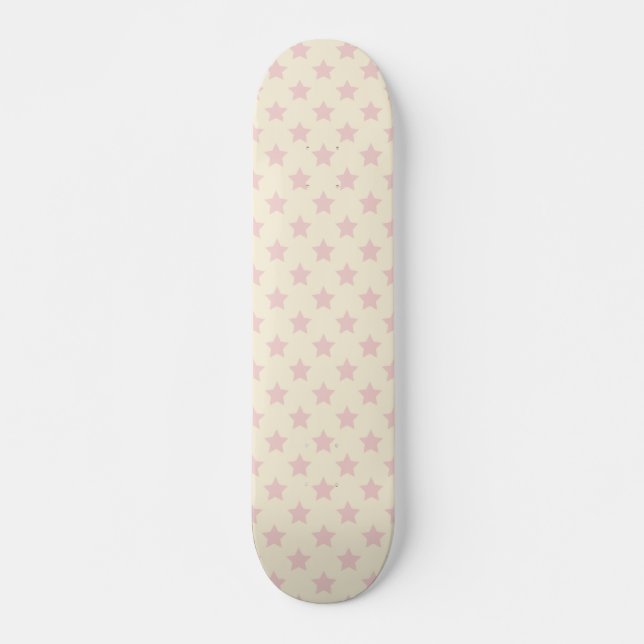 Skateboard Moderne motif étoile rose pêche féminin (Devant)